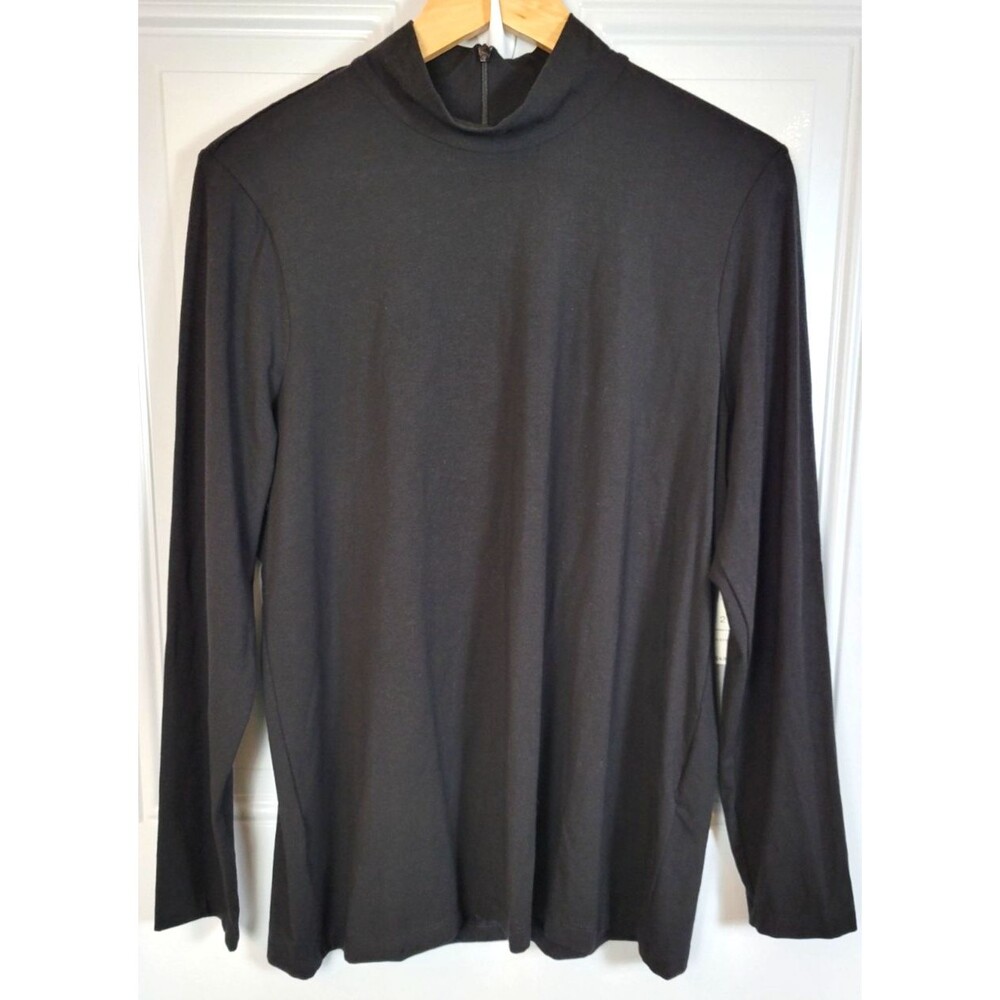 NWT Chico's Long Sleeve Mock Neck Top Size Large The Ultimate Tee Black